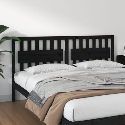 vidaXL Bett-Kopfteil Schwarz 185,5x4x100 cm Massivholz Kiefer