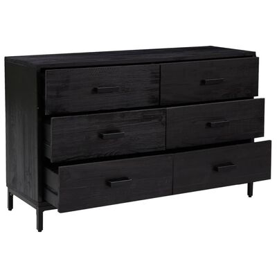 vidaXL Sideboard Schwarz 110x35x70 cm Massivholz Kiefer