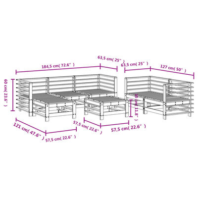 vidaXL 7-tlg. Garten-Lounge-Set Grau Massivholz Kiefer