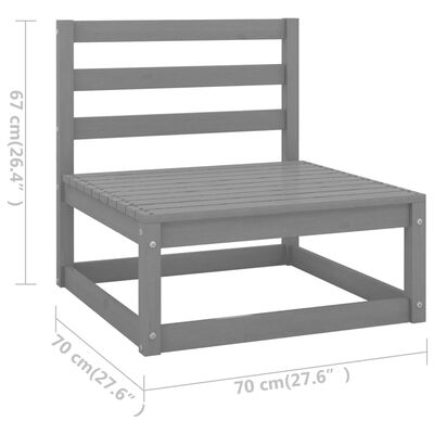 vidaXL 10-tlg. Garten-Lounge-Set mit Kissen Grau Massivholz Kiefer