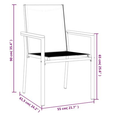 vidaXL Gartenstühle 6 Stk. Schwarz 55x61,5x90 cm Textilene und Stahl