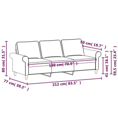 vidaXL 3-Sitzer-Sofa Dunkelgrau 180 cm Stoff