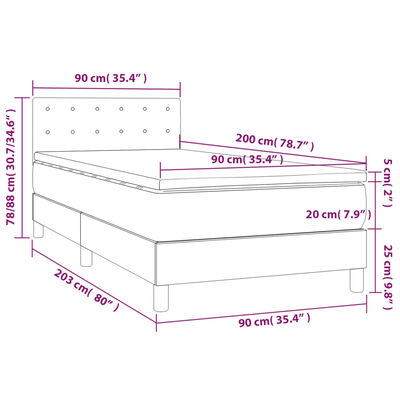 vidaXL Boxspringbett mit Matratze Weiß 90x200 cm Kunstleder