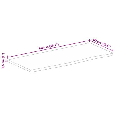 vidaXL Tischplatte mit Baumkante 140x60x2,5 cm Massivholz Mango