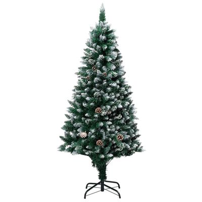 vidaXL Künstlicher Weihnachtsbaum mit Beleuchtung Kugeln Zapfen 210 cm