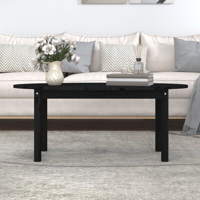 vidaXL Couchtisch Schwarz 110x55x45 cm Massivholz Kiefer