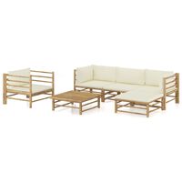 vidaXL 6-tlg. Garten-Lounge-Set mit Cremeweißen Kissen Bambus