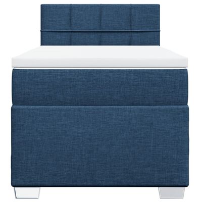 vidaXL Boxspringbett mit Matratze Blau 100x200 cm Stoff