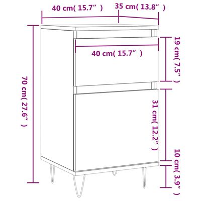 vidaXL Sideboards 2 Stk. Weiß 40x35x70 cm Holzwerkstoff