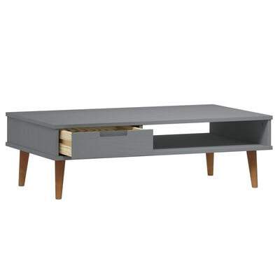 vidaXL Couchtisch MOLDE Grau 100x55x31 cm Massivholz Kiefer