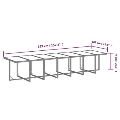 vidaXL 15-tlg. Garten-Essgruppe mit Kissen Poly Rattan Schwarz