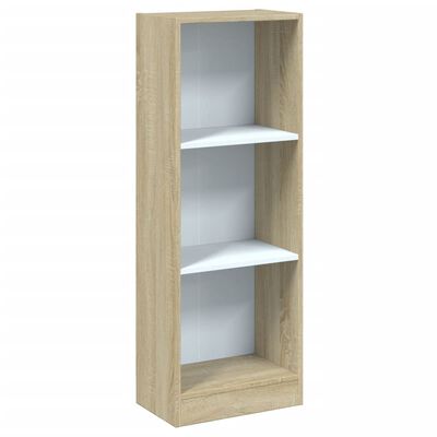 vidaXL Bücherregal 3 Fächer Weiß und Sonoma 40x24x109 cm Holzwerkstoff