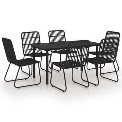 vidaXL 7-tlg. Garten-Essgruppe Poly Rattan und Glas