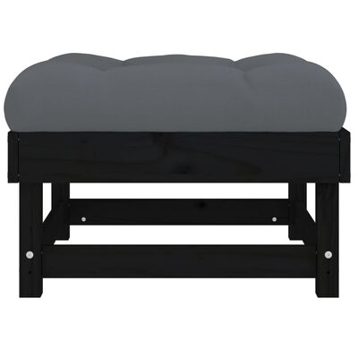 vidaXL Gartenhocker mit Kissen 2 Stk. Schwarz Massivholz Kiefer