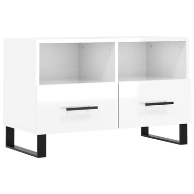 vidaXL TV-Schrank Hochglanz-Weiß 80x36x50 cm Holzwerkstoff