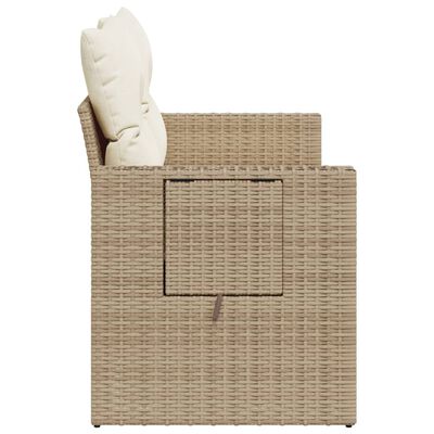 vidaXL Gartensofa mit Kissen 2-Sitzer Beige Poly Rattan