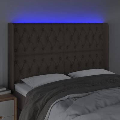 vidaXL LED Kopfteil Taupe 163x16x118/128 cm Stoff