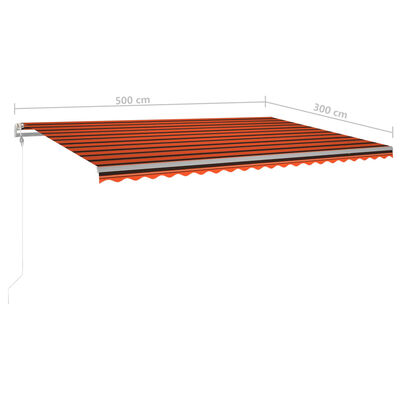 vidaXL Markise Manuell Einziehbar mit Pfosten 5x3 m Orange & Braun