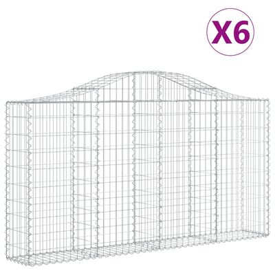 vidaXL Gabionen mit Hochbogen 6 Stk. 200x30x100/120cm Verzinktes Eisen