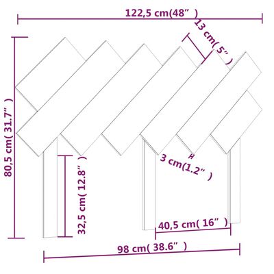 vidaXL Bett-Kopfteil Honigbraun 122,5x3x80,5 cm Massivholz Kiefer