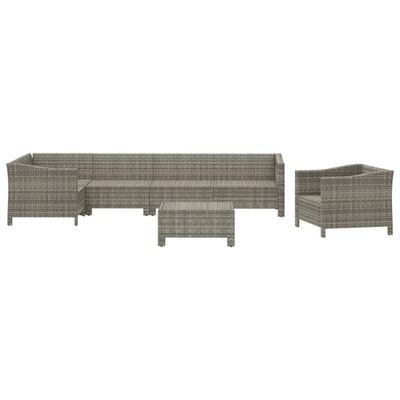 vidaXL 7-tlg. Garten-Lounge-Set mit Kissen Grau Poly Rattan