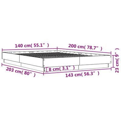 vidaXL Bettgestell Sonoma-Eiche 140x200 cm Holzwerkstoff