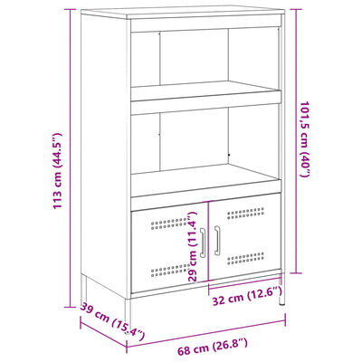 vidaXL Highboard Weiß 68x39x113 cm Stahl