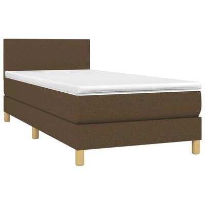 vidaXL Boxspringbett mit Matratze Dunkelbraun 90x200 cm Stoff