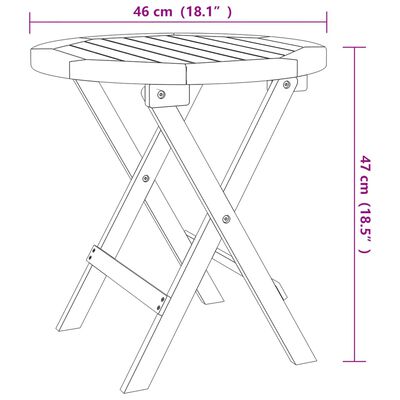 vidaXL Gartentisch Klappbar Weiß Ø 46 cm Massivholz Akazie