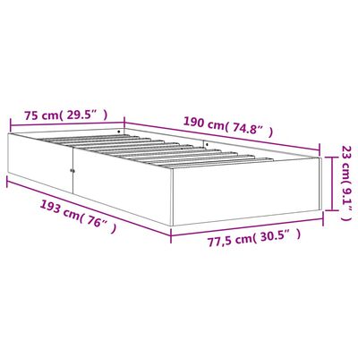 vidaXL Massivholzbett ohne Matratze Wachsbraun 75x190 cm Kiefernholz