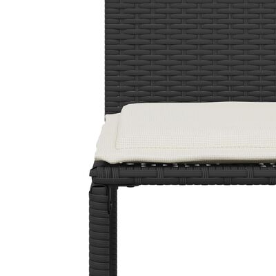 vidaXL 7-tlg. Garten-Essgruppe mit Kissen Schwarz Poly Rattan