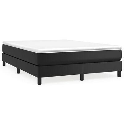 vidaXL Boxspringbett mit Matratze Schwarz 140x200 cm Kunstleder