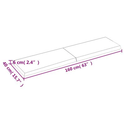 vidaXL Tischplatte Dunkelbraun 160x40x(2-6)cm Massivholz Eiche