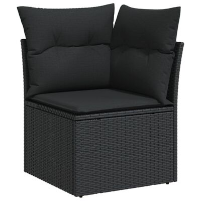 vidaXL 13-tlg. Garten-Sofagarnitur mit Kissen Schwarz Poly Rattan