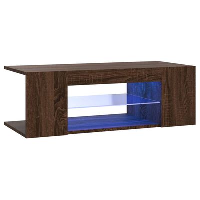 vidaXL TV-Schrank mit LED-Leuchten Braun Eichen-Optik 90x39x30 cm