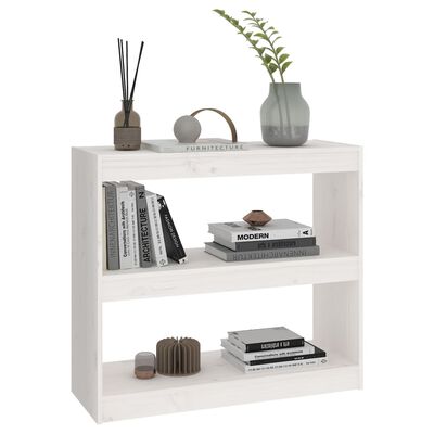 vidaXL Bücherregal/Raumteiler Weiß 80x30x71,5 cm Massivholz Kiefer