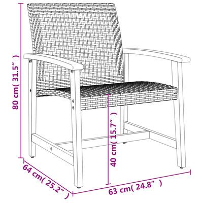 vidaXL 3-tlg. Bistro-Set Grau Poly Rattan und Akazienholz