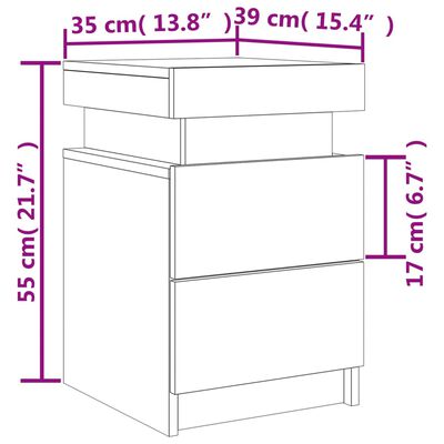 vidaXL Nachttische mit LED-Leuchten 2 Stk. Weiß 35x39x55 cm