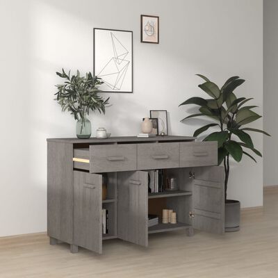 vidaXL Sideboard HAMAR Hellgrau 113x40x80 cm Massivholz Kiefer