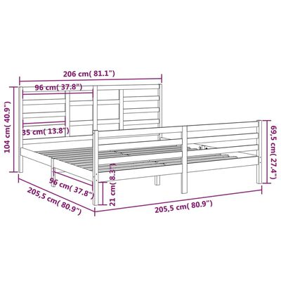 vidaXL Massivholzbett ohne Matratze 200x200 cm