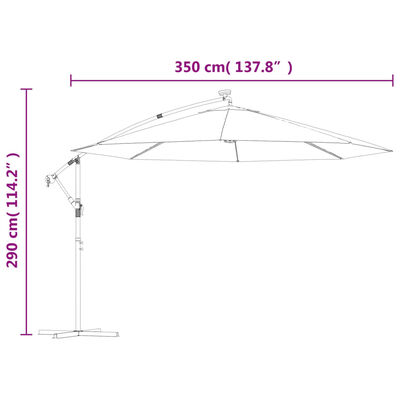 vidaXL Ampelschirm mit LED-Leuchten und Metall-Mast 350 cm Grün