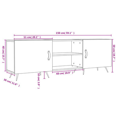 vidaXL TV-Schrank Betongrau 150x30x50 cm Holzwerkstoff