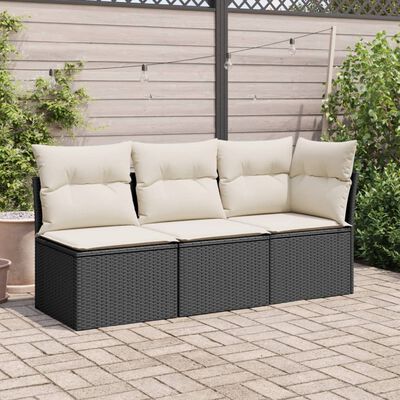 vidaXL Gartensessel ohne Armlehnen mit Kissen Schwarz Poly Rattan