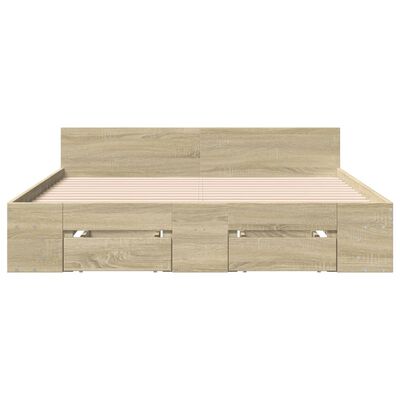 vidaXL Bettgestell mit Schubladen Sonoma-Eiche 140x190cm Holzwerkstoff