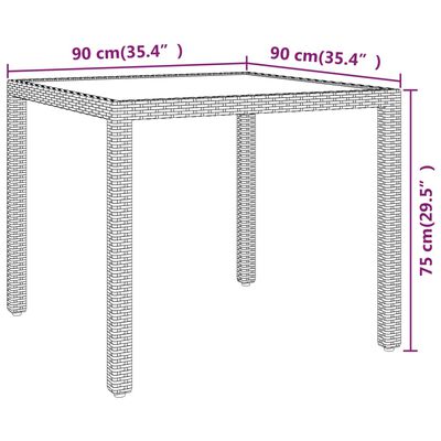 vidaXL Gartentisch Grau 90x90x75 cm Poly Rattan