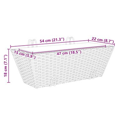 vidaXL Pflanzkübel mit Haken 2 Stk. Braun Poly Rattan