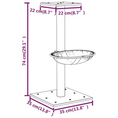 vidaXL Kratzbaum mit Sisal-Kratzsäule Hellgrau 74 cm