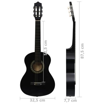 vidaXL Klassikgitarre für Anfänger und Kinder Schwarz 1/2 34"