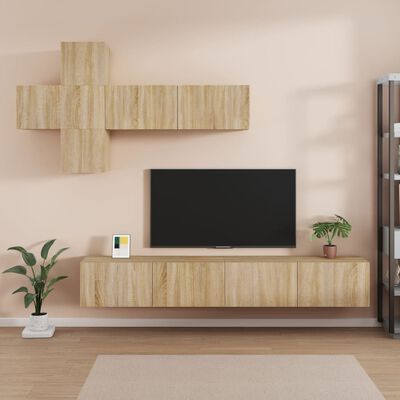 vidaXL 7-tlg. TV-Schrank-Set Sonoma-Eiche Holzwerkstoff