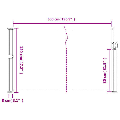 vidaXL Seitenmarkise Ausziehbar Terrakottarot 120x500 cm